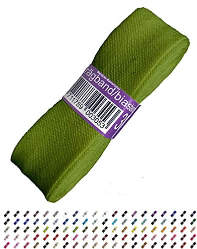 Sandras-Bastelladen Schrägband/Einfassband Baumwolle Uni gefalzt 3m x 20mm 525-Grasgrün