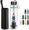 Tyuodna Crystal Water Bottle, Removable Natural Crystal Quartz Water Bottle, Healing Natural Quartz Water Bottle BPA and BPS Free, Portable Leak Proof Gemstone Bottle 550ml (Colorful Fluorite+Bottle)
