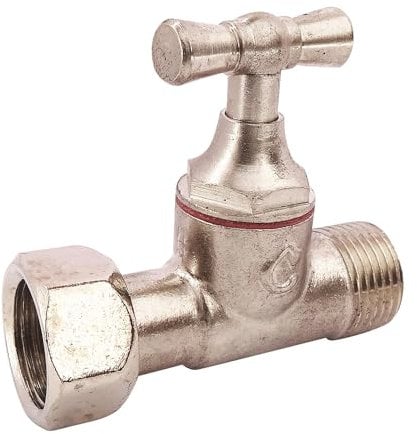 SOMATHERM FOR YOU, Robinet de WC droit en laiton nickelé brut M12/17 avec écrou tournant 12/17, fermeture à potence, remplissage rapide, pression max 6 bars, étanchéité optimale