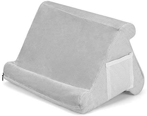 Faltbares Tablet-Kissen, Telefon-Kissen, Ständer für Buchstütze, Lesekissen für iPad, faltbares Dreieck, für Bett, Schreibtisch, Auto, Sofa, Schoß, Boden, Couch, Mehrwinkel, weiches Kissen(grau)