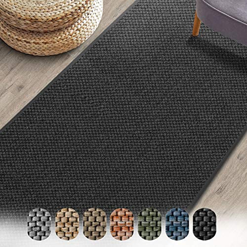 Floordirekt Teppich-Läufer Sabang 80 x 200 cm, Anthrazit - Sisaloptik - Wohnteppich oder Läufer - Langlebig & strapazierfähig