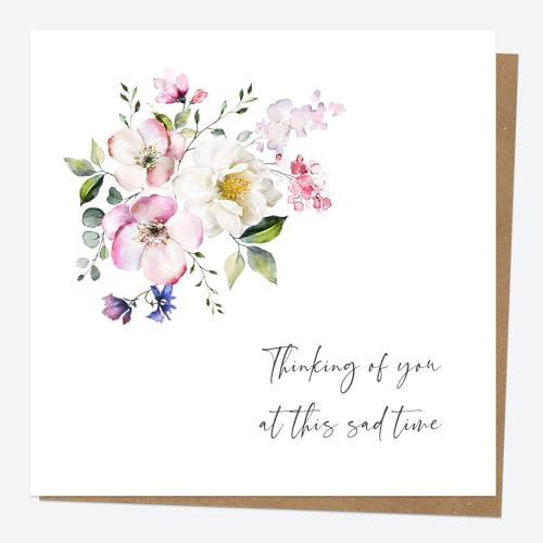 Dotty about Paper Sympathy Card - Botanical Watercolour Flowers Thinking of You Premium Greetings Card, Sympathy Cards, Floral, Foliage, Greenery, Pastel. Envelope Included (3403)