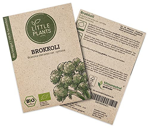Little Plants BIO Brokkoli Samen, 25 Brokkolisamen, hohe Keimrate, 100% Natürlich, BIO Samen Brokkoli Green Calabrese für Gemüsegarten, Gemüsebeet, Hochbeet – BIO Gemüsesamen Saatgut Nachhaltig