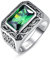 Yaresul Bague en argent pour homme, bague avec émeraude taillée en radiant de 6.85ct, pierre de naissance verte, cadeau de bijou pour homme, anniversaire et St Valentin