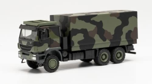 Herpa - Trakker 6x6 mit Wechselaufbau Flecktarndesign „Bundeswehr“, 1:87