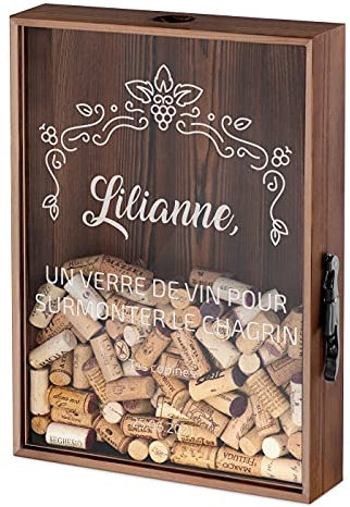Maverton Boîte Personnalisée aux Bouchons - Boite bouchon vin pour les Collectionneurs de Capsules - Cadeau Femme - Ouvre-bière dans le Paquet - Cadeau Anniversaire pour Femmes - Raisin