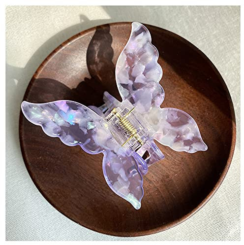 Duories 1 fermaglio per capelli con farfalla, in plastica spessa, per donne e ragazze, accessorio per capelli retrò, colore viola