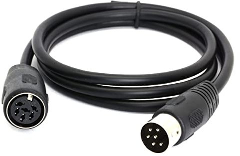 HTGuoji Midi Din 6 Pin Plug Connector Extension Cable, 6 Pin Din Male to Female Plug AV Adapter Audio Socket for Digital Audio (1 Meter)