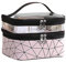 Discoball Trousse de Maquillage Double Couche Trousse de Toilette Imperméable Pochette Sac Portable Cosmétique de Voyage Vanity Case avec Brosse Compartiment