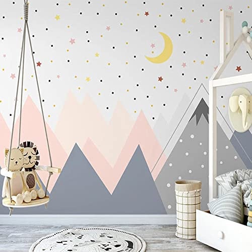 Individuelle Fototapete 3D handbemalt Cartoon Sterne Mond Berge Wandbild Kinderzimmer Kinderzimmer Jungen Mädchen Schlafzimmer Tapete 430 x 300 cm