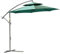 Outsunny 2.7m Garden Banana Parasol Cantilever Umbrella with Crank Handle, Double Tier Canopy and Cross Base for Outdoor, Hanging Sun Shade, Green