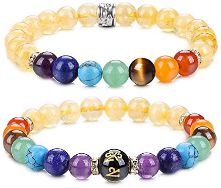 UEUC Chakra-Armbänder für Frauen, Yoga 7 Chakra-Kristalle, Edelstein-Armband, 8 mm Kristall-Meditations-Energieausgleichsarmbänder(#29)