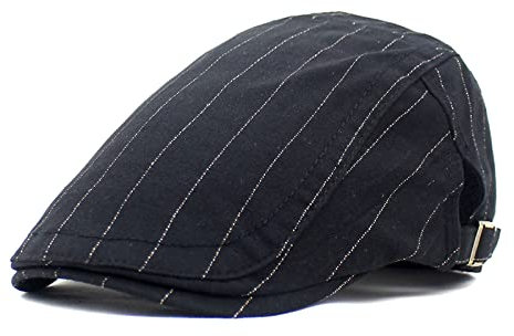 AWOCAN Herren Newsboy Cap Baumwolle Flat Cap Baskenmütze Sommer Efeu Gatsby Fahrhut Verstellbar Atmungsaktiv Schirmmütze, style1-Schwarz, One Size
