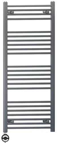 Myhomeware 550mm Wide Anthracite Grey Electric Bathroom Heated Towel Rail Thermostatic Warmer Radiator Precise Control (550 x 1200 mm (BTU: 2129))