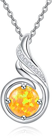 KINGWHYTE Opal Halskette 925 Sterling Silber Phönix Prinzessin Halskette, Opal Anhänger für Frauen Geburtsstein Schmuck Geburtstagsgeschenk für Sie