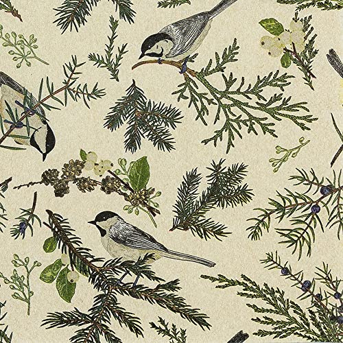 20 Servietten Eco Line nachhaltig aus 100% Recycling-Papier Vögel in Zweige | Wald | Tiere | Sommer | Herbst | Winter | Tischdeko 33x33cm