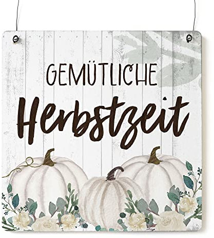 Interluxe Schild Holzschild XL - Gemütliche Herbstzeit Herbstzauber - Herbstdeko Dekoschild Kürbis Herbst