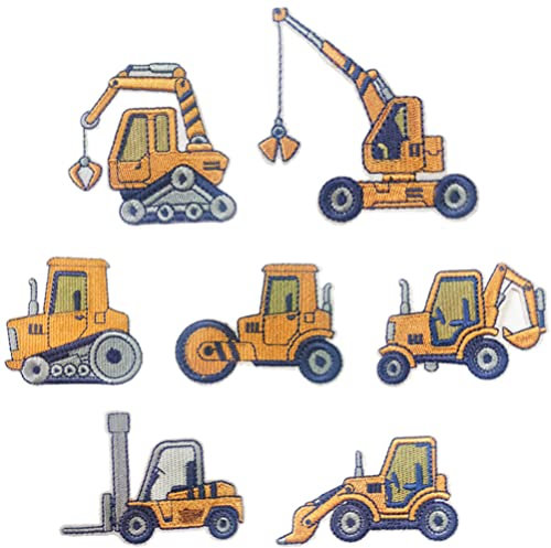 COHEALI 7-Teiliges Aufbügler-Aufnäher Für Kinder Technik Fahrzeug Bestickte Applikationen Zum Aufnähen DIY-Aufnäher Auto-LKW-Aufnäher Bagger Traktor Aufnäher Für Hüte Jacken Taschen Jeans