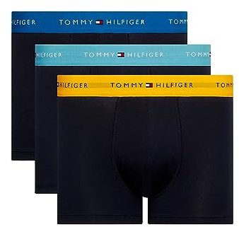Tommy Hilfiger Herren 3er Pack Boxershorts Trunks Unterwäsche, Mehrfarbig (Amber Glow/Marine Blue/Lakeside), S