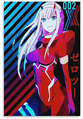 YYKG Zero Two Anime-Poster, dekoratives Gemälde, Leinwand, Wandkunst, Wohnzimmer, Poster, Schlafzimmer, 40 x 60 cm
