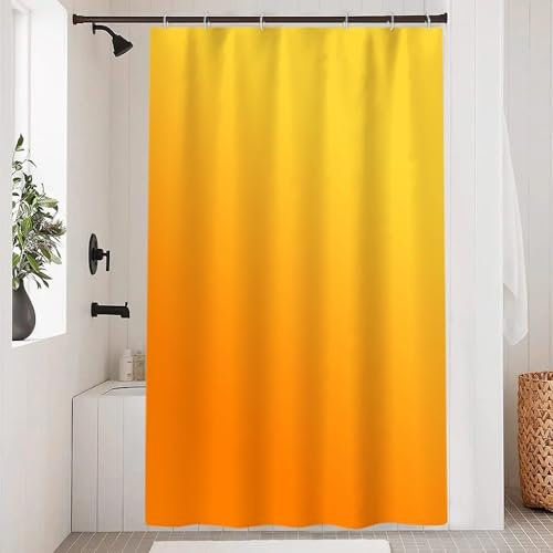 Uiiooazy Duschvorhang 120x180cm, Duschvorhang Anti Schimmel Orange Gradient Gelb Herbst Modern Duschvorhänge Stoff Waschbar Wasserdicht Polyester Blickdicht Bad Vorhang mit 8 Haken für Badezimmer