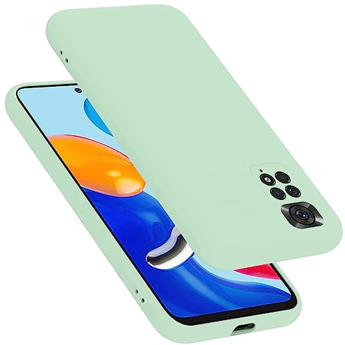 Cadorabo Hülle kompatibel mit Xiaomi RedMi Note 11 4G / 11S 4G Hülle Silikon Handyhülle für RedMi Note 11 4G / 11S 4G Case aus flüssigem Silikon- Kratzfeste dünne TPU Schutzhülle - Liquid HELL GRÜN