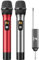 TONOR TW630 Wireless Microphone, UHF Dual Cordless Metal Dynamic Mic System with Rechargeable Receiver, for Karaoke Singing, Wedding, DJ, Party, Speech, Church, Class Use, 200ft, Silver&Red