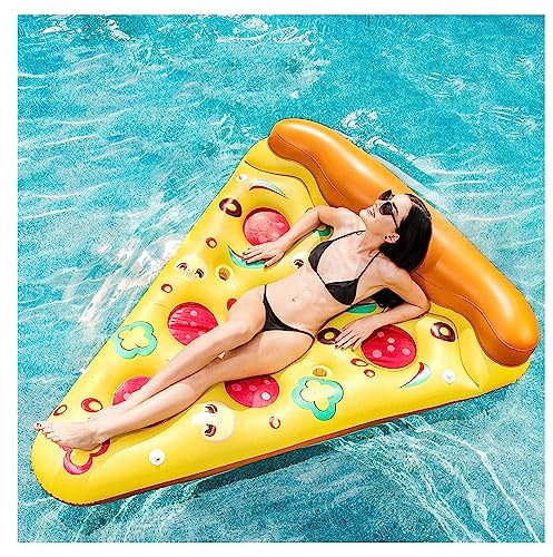 Matelas Piscine, Pizza Gonflable pour Piscine, A Deux Porte-Gobelets Matelas De Piscine pour des Enfants Et des Adultes,1PCS