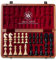 A&A Premium Natural Mahogany Folding Chess Set, w/ 15 Board & 3 King Height Staunton Chess Pieces, Includes 2 Extra Queens and a Storage Bag