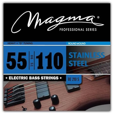 Magma - 1 Juego de Cuerdas para Bajo Eléctrico de Acero Inoxidable – Tensión Pesado + - Afinación D, Escala 34 pulgadas - Set de 4 cuerdas (.055 - .075 - .090 - .110) – BE210S