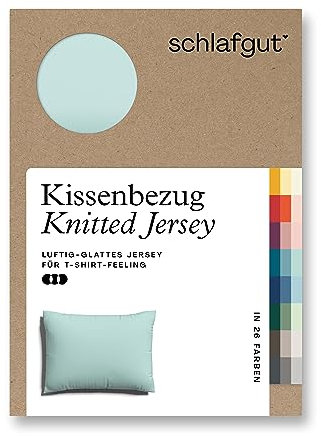 schlafgut Knitted Jersey Kissenbezug 70x90 cm Petrol Light Uni weicher Premium Kopfkissenbezug einzeln, faltenfrei mit Elasthan