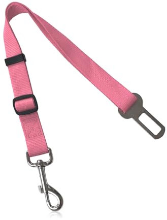 Rumyve Adjustable Dog Nylon Car Seat Belt, Pet travel Accessory Seat Belt Safety Restraint Strong Durable (Pink)