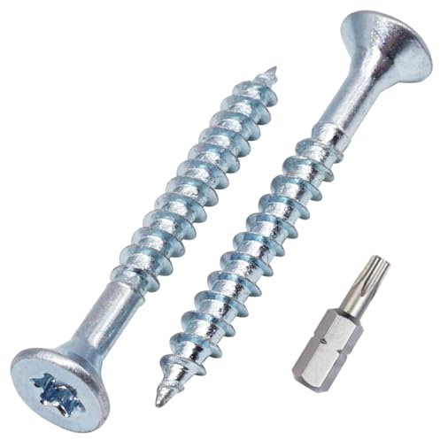 SKIR'CO (300 Pièces) Vis à Bois en Acier Zingué 4,0 x 40 mm, Tête Fraisée Torx, Pour Panneaux d'Aggloméré, Partiellement Filetées
