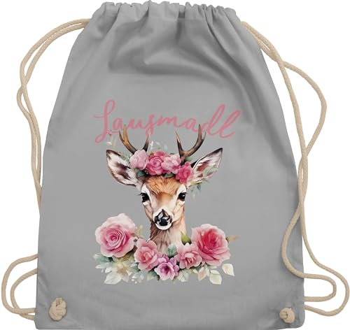Turnbeutel Rucksack - Kompatibel mit Oktoberfest Tasche - Lausmadl Reh Geweih I Lausemädchen I Freches Mädchen I Lausmädchen I Lousy Girl - Unisize - Hellgrau - oktoberfest-tasche bayrische