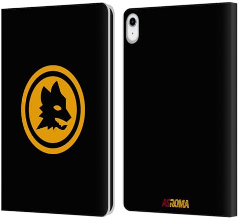Head Case Designs Licenza Ufficiale AS Roma Nero E Oro Grafica Crest Custodia Portafoglio in Pelle Compatibile con Apple iPad 10.9 2022/2025