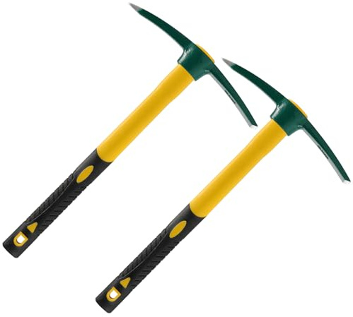 YUENPUN 1 Pc 17.7 Inches Pick Mattock Hoe, Forged Weeding Garden Pick Axe with Rubber Handle, Pickaxe for Digging, Gardening, Loosening Soil, Camping, Planting Vegetables and Fruits