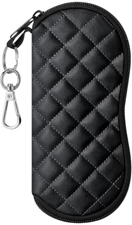 MoKo Brillenetui - [Ultra Lightweight] Webstoff Sonnenbrille Tasche mit Reißverschluss für Brillen, Rahmen, Tragbare Case Tragetasche für Schlüssel, Bleistifte, Karten, Schwarzer Rhombus