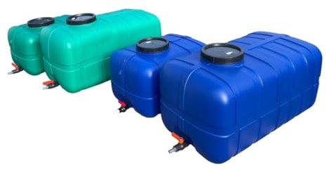 F & R Wassertank 280 Liter, Wasserbehälter mit Deckel & Zapfhahn, Wasserspeichertank aus Kunststoff, Großbehälter für Haushalt, Gewerbe & Industrie, Container für Wasser, Frischwassertank, Blau