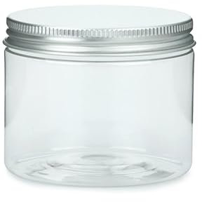 SHOBI Contenitori Alimentari in Polietilene con Coperchio in Alluminio, Barattoli in Plastica Ricaricabili Ermetici per Alimenti con Tappi a Vite (12, 200 ml)