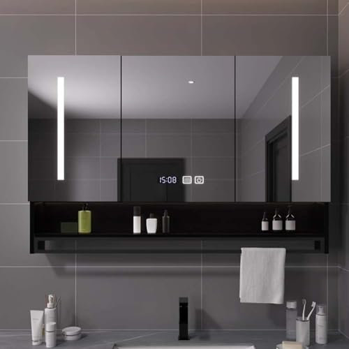 Armoire de Toilette avec Miroir de Salle de Bain à LED, Meuble sous-Vasque de 80 cm avec Miroir et éclairage, Miroir de Maquillage avec Toucher, Anti-buée (Couleur B, Taille 100 cm)