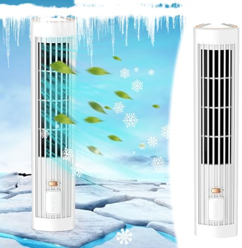 2024 Nouveau style d'été Ventilateur Tour Sans Pales,Ventilateur Colonne Silencieux,Climatisation,Convient Aux Bureaux à Domicile Et Aux Chambres à Coucher,Trois modes de vent (Blanc)
