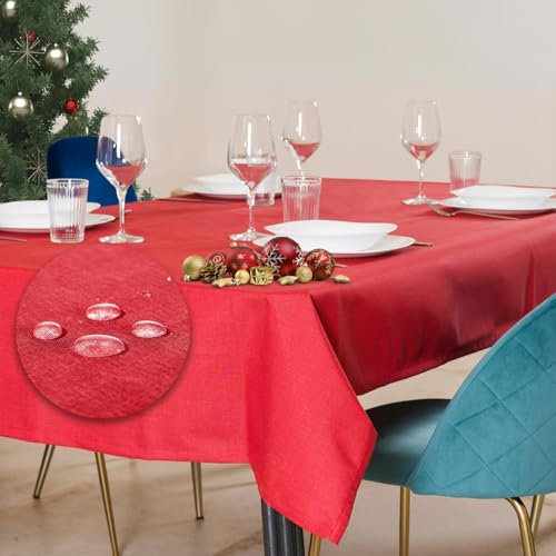 Tischdecke Outdoor Abwaschbar 80x80 Rot Gartentischdecke Tischdecken Wetterfest Wachstuchtischdecke Table Cloth Made in Italy für Den Außenbereich Tischtuch