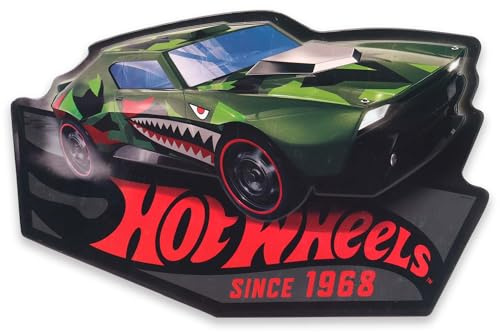 Mattel Hot Wheels Blechschild geprägt Hai Grün Hai Wanddeko Kinderzimmer Männerhöhle