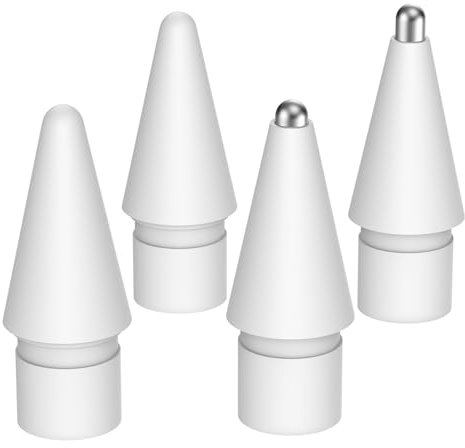 MoKo 4 Pack Punte di ricambio per Apple Pencil, nessuna usura punta fine per Apple Pencil, mix di metallo punte di penna per Apple Pencil 2nd/1st Gen/USB-C/Pro