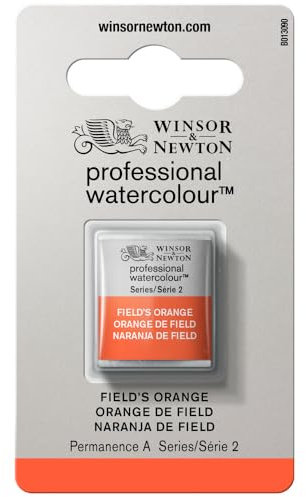 Winsor & Newton 0101418 Professional Watercolour - Field'S Orange, 1/2 Napf - Aquarellfarbe, lebendige Farben in Künstlerqualität, hohe Farbbrillanz & Leuchtkraft, lichtecht