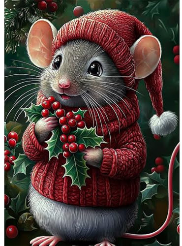 AIRDEA Christmas Weihnachten Diamond Painting Erwachsene, DIY 5D Maus Diamant Painting Bilder, Bastelset Erwachsene Frauen als Haus Wanddeko 30x40 cm