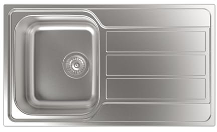 CATA Fregadero CDP-1 con Cubeta Cuadrada y Escurridor Reversible Instalación en mueble mínimo de 45 cm Profundidad de la cubeta 18 cm Base con fondo absorbente Ancho 86 cm Color Inox