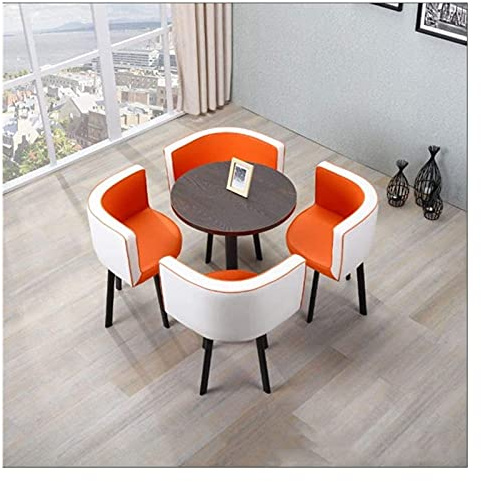 KG7HQRP Essgruppe Einfache Vintage Verhandlungen Zuhause Tisch Stuhl 5-teilig Runde Kombination Freizeit Leder Kaffee Sofa Sitz Lounge