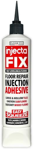 Injectafix Easy Squeeze 300ml - Flexible Strong Adhesive Fix Loose & Hollow Tiles + Squeaky Wood, LVT & Laminate Floors Self-Levelling Includes Custom Anti-Clog Cap.