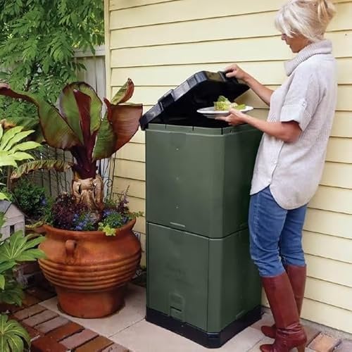 Aerobin Hot Compost Bin – Converts Organic Waste to Compost in 3 Months – Home Composter Perfect for Kitchen Scraps & Garden Waste - 200L Olive Green